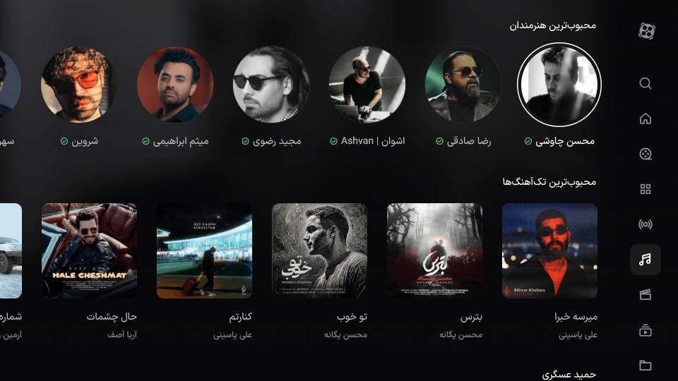 کارت هنرمند فوکوس‌شده در ردیف محبوب‌ترین هنرمندان